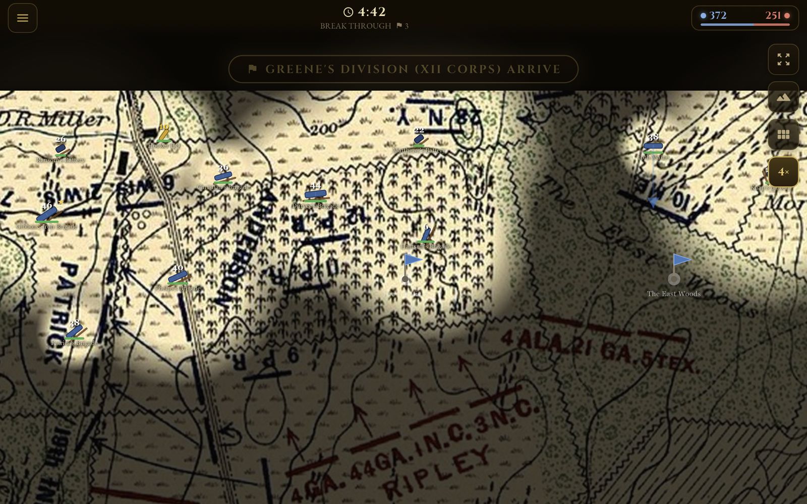 The Cornfield at Antietam on Ezra Carman's 1904 survey
