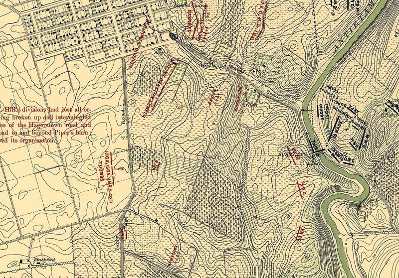 Burnside's Bridge on the Antietam Battlefield Board's 1904 survey, in Civy War