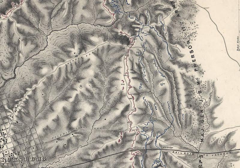 The Vicksburg works on the Union engineers' siege map, in Civy War